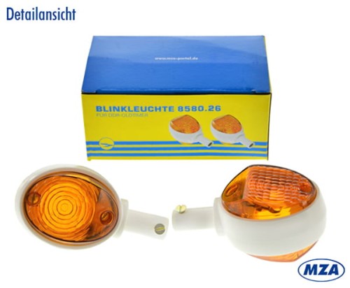 Kierunkowskaz SIMSON Schwalbe - biała obudowa (2 sztuki) /MZA/