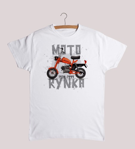 T-shirt MOTORYNKA pomarańczowa - męski biały M