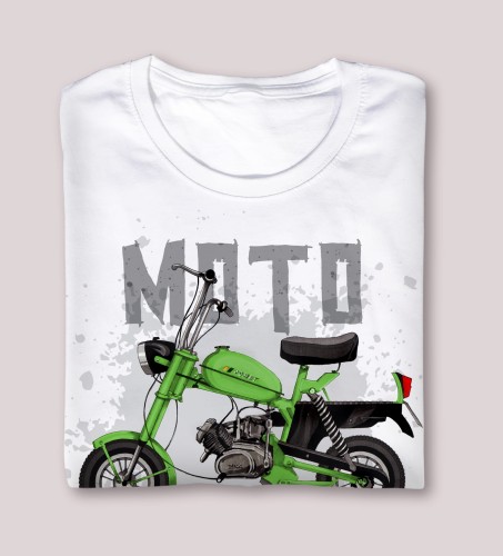 T-shirt MOTORYNKA zielona- męski biały XXL