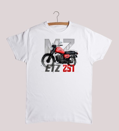 T-shirt MZ ETZ 251 czerwona - męski biały XL