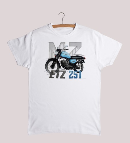 T-shirt MZ ETZ 251 niebieska - męski biały XL