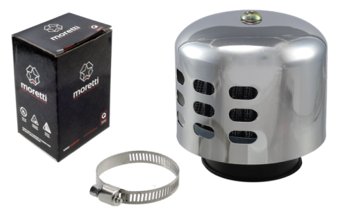 Filtr powietrza 38mm stożkowy z obudową srebrną