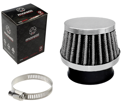 Filtr powietrza 42mm stożkowy srebrny mały