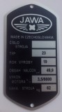 Tabliczka znamionowa JAWA 50 23P Mustang