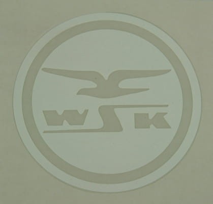 Naklejka WSK okrągła biała