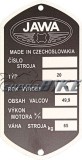 Tabliczka znamionowa JAWA 20P Pancerka